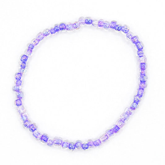 Clear Purple Seed Bead Bracelet