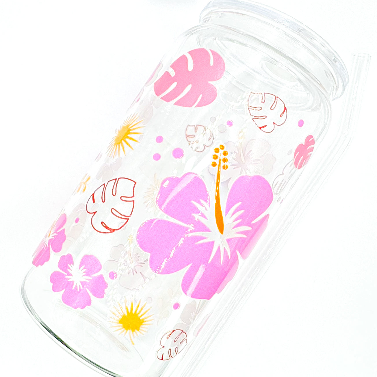 Pink Summer Flower Cup - 16oz