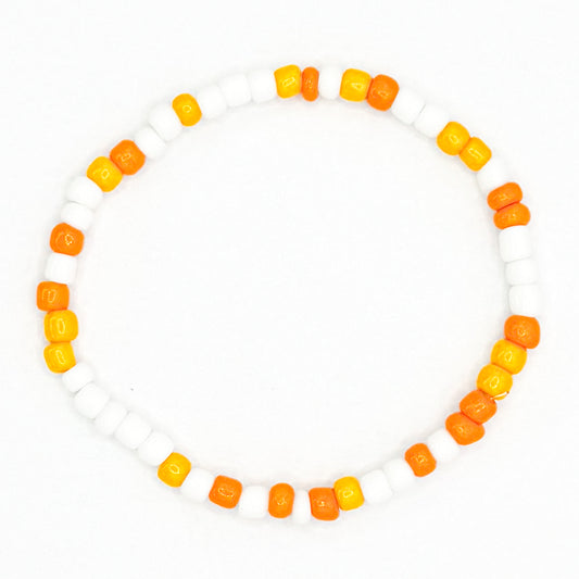 Candy Corn Seed Beaded Bracelet