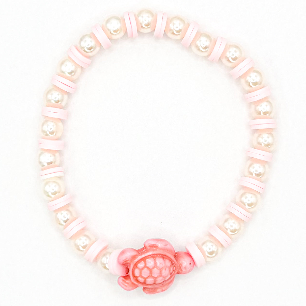 Pink Pearl Sea Turtle Beaded Bracelet