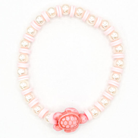 Pink Pearl Sea Turtle Beaded Bracelet