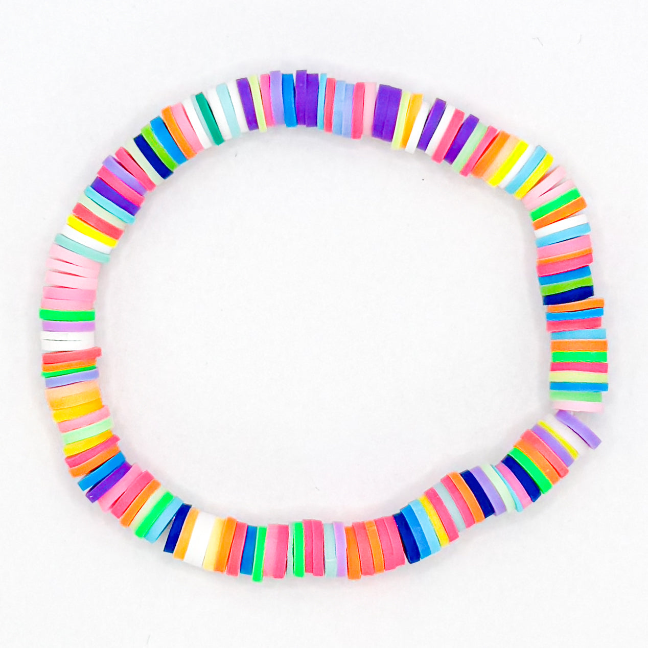 Neon Rainbow Clay Beaded Bracelet