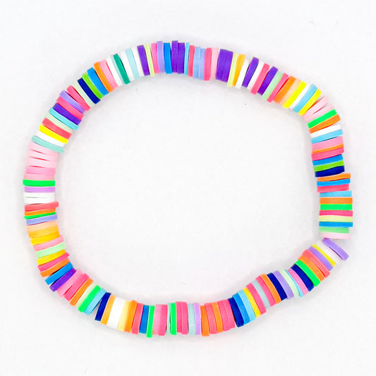 Neon Rainbow Clay Beaded Bracelet