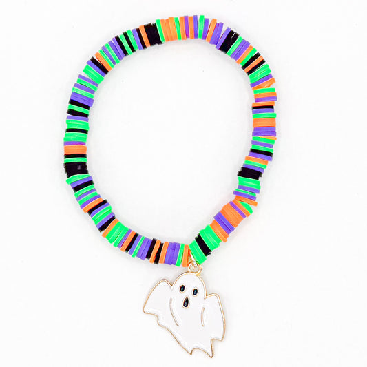 Creep It Real Ghost Clay Bead Bracelet