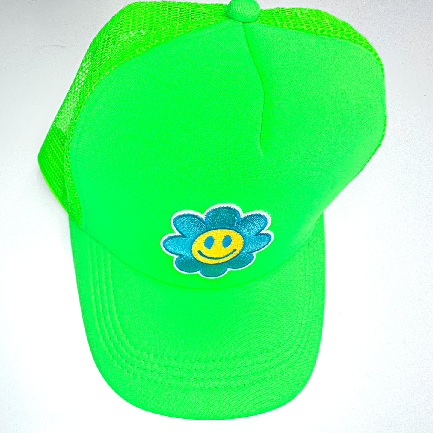 Green Smiley Trucker Hat KellyPrepsterStudio