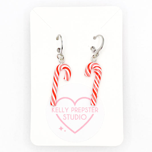 Candy Cane Huggie Earrings