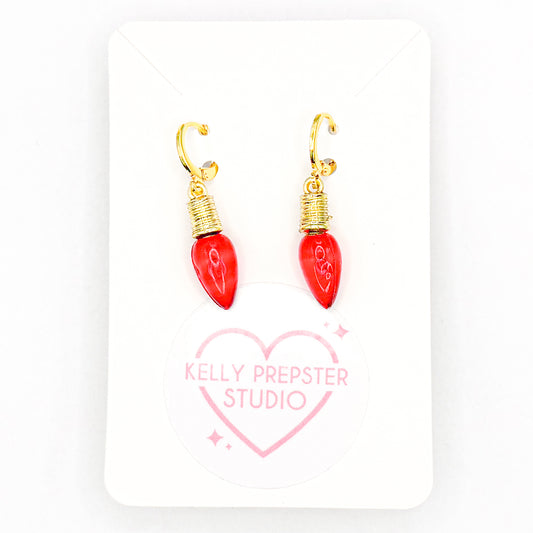 Red Christmas Lights Huggie Earrings