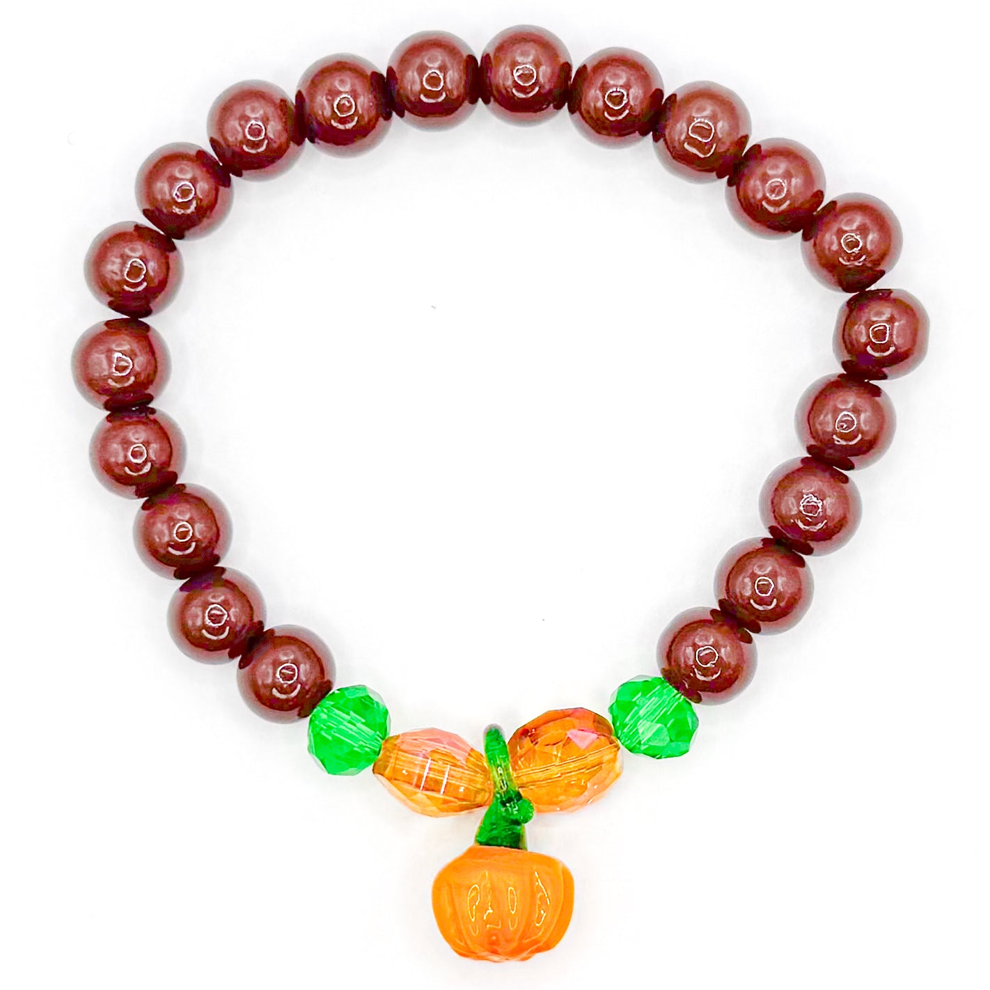 Fall Pumpkin Glass Beaded Bracelet