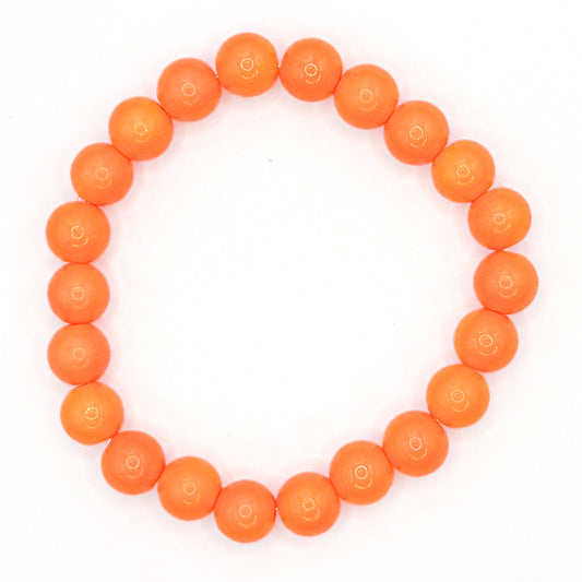 Matte Orange Glass Beaded Bracelet