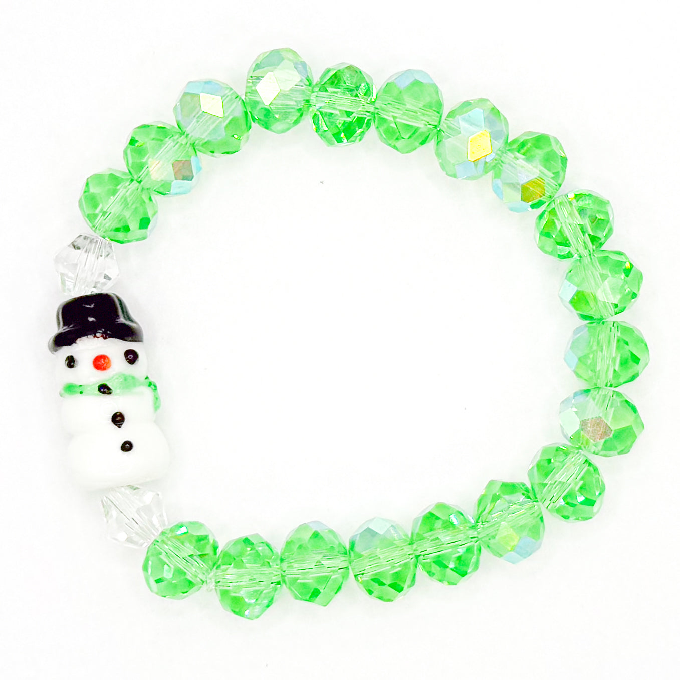 Classy Snowman Glass Beaded Bracelet