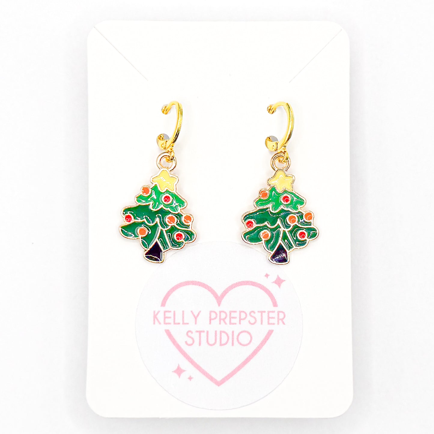 Festive Christmas Tree Huggie Earrings