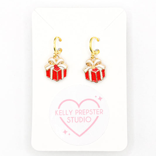 Christmas Present Huggie Earrings