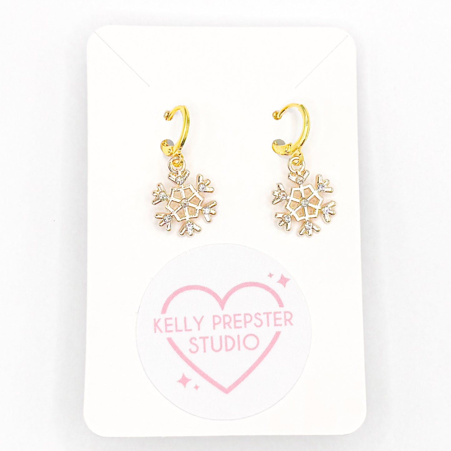 Sparkly Snowflakes Huggie Earrings