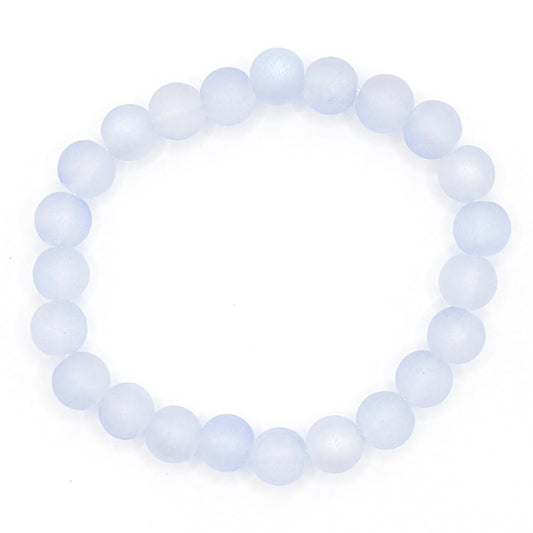 Baby Blue Holographic Glass Beaded Bracelet