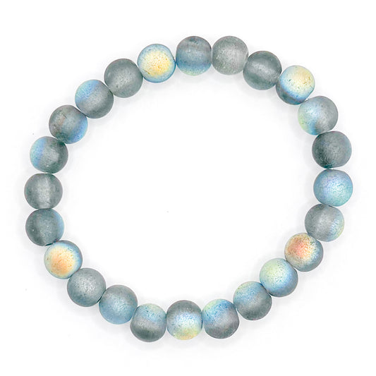 Grey Holographic Glass Beaded Bracelet