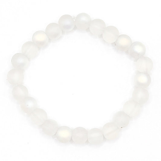 White Holographic Glass Beaded Bracelet