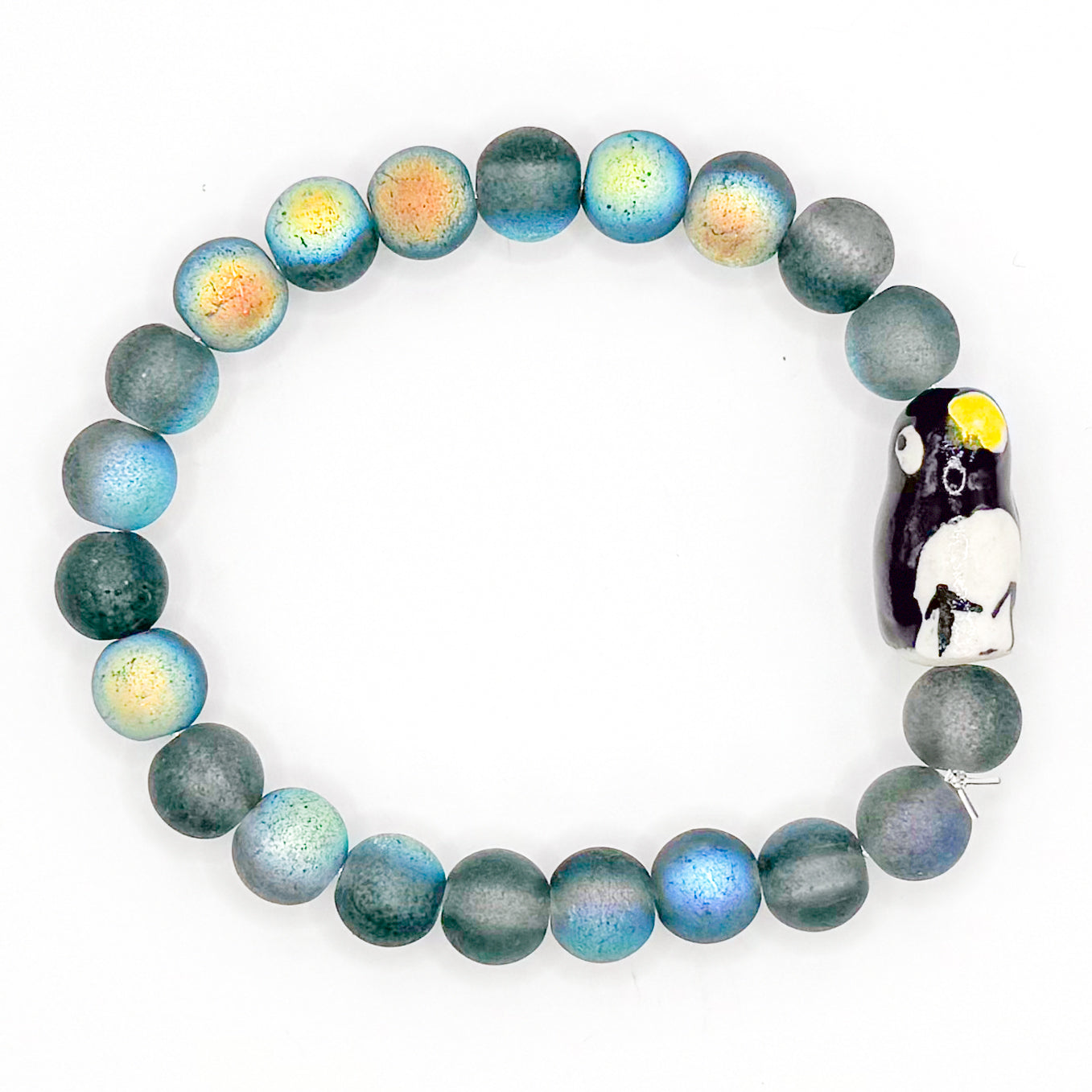 Iridescent Penguin Glass Beaded Bracelet