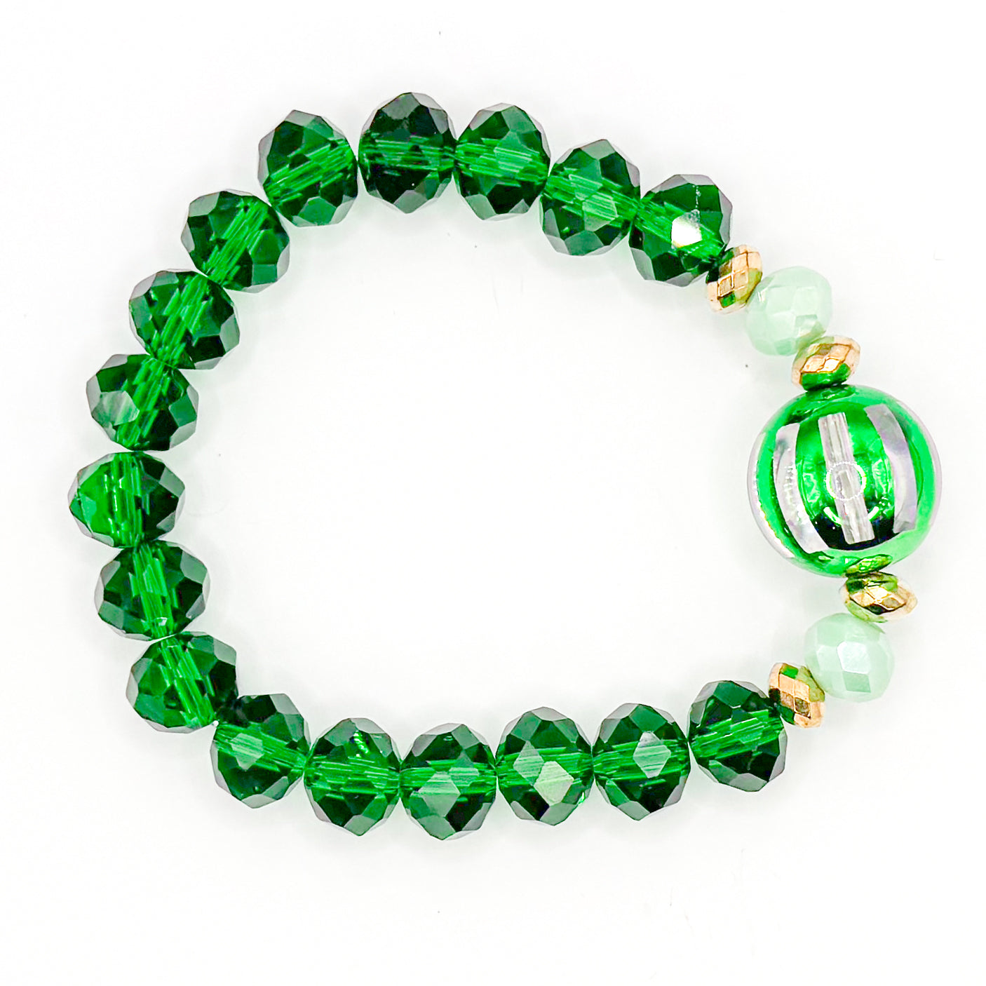 Green Ornament Glass Beaded Bracelet