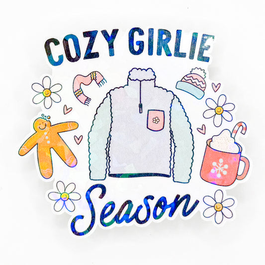 Cozy Girlie Season Holographic Sticker