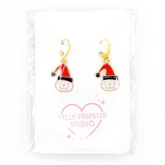 Christmas Kittens Huggie Earrings