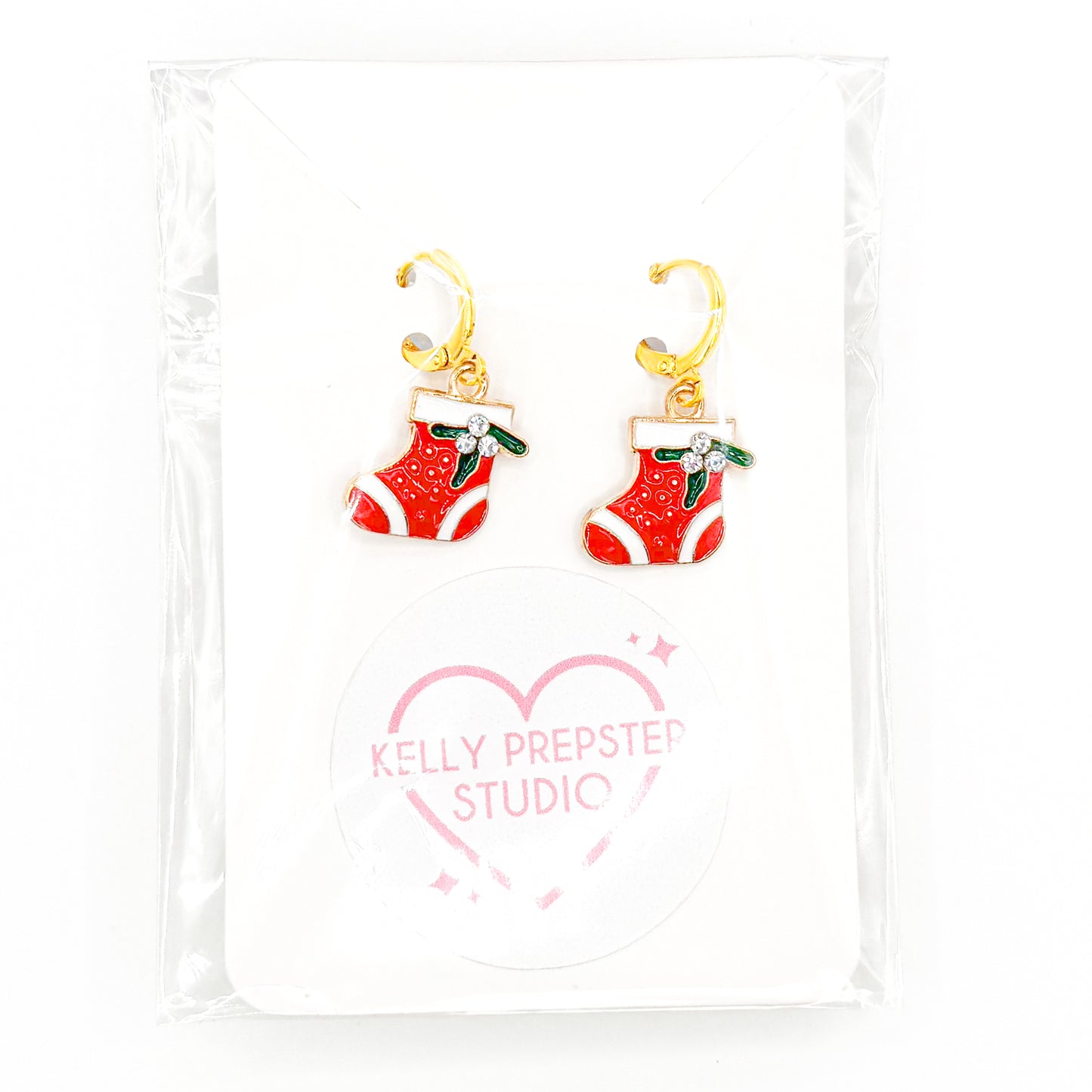 Christmas Stocking Huggie Earrings