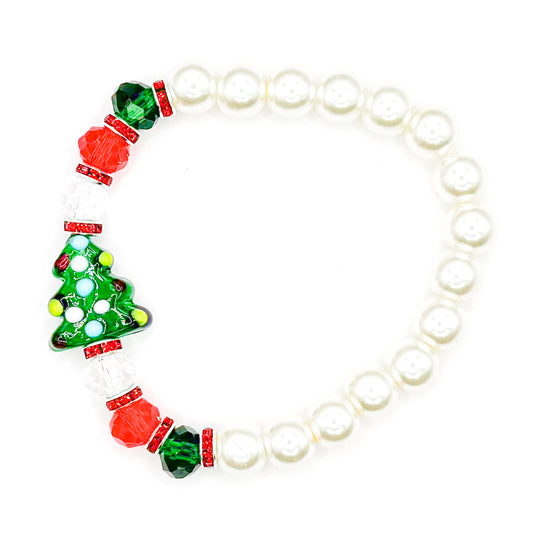 Festive Tree Glass Beaded Bracelet