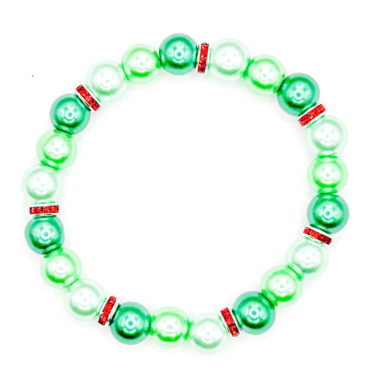 Holly Jolly Season Glass Beaded Bracelet