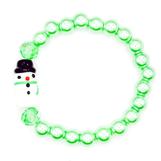 Green Snowman 2.0 Glass Beaded Bracelet