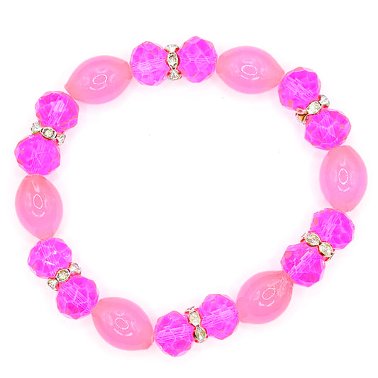 Classy Pink Glass Beaded Bracelet