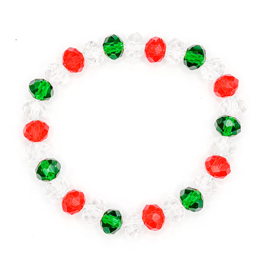 Festive Holiday Glass Beaded Bracelet