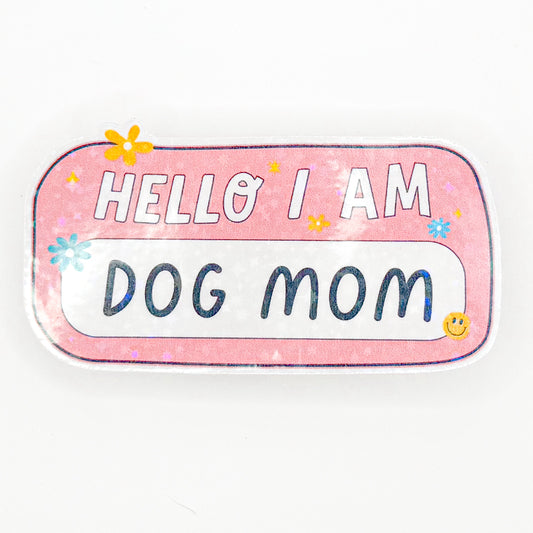 Dog Mom Name Tag Sticker