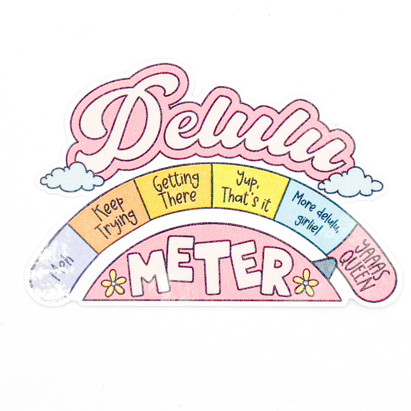 Delulu Meter Sticker – KellyPrepsterStudio
