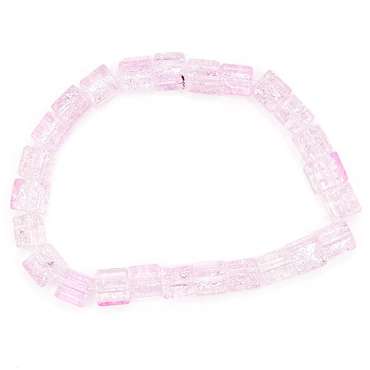 Pink Ice Cubes Glass Beaded Bracelet