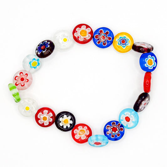 Flat Groovy Flowers Beaded Bracelet