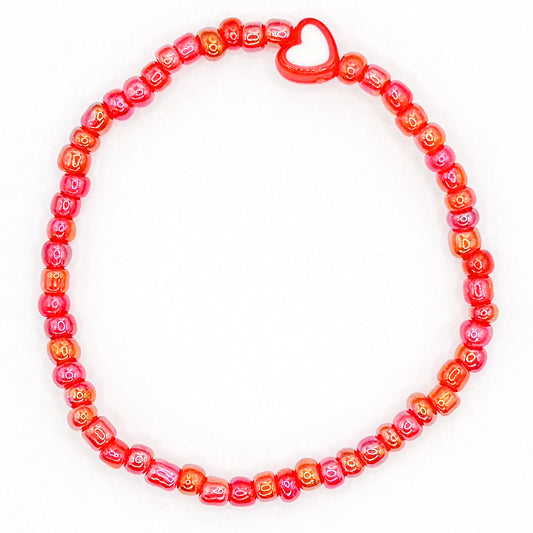 Red Big Heart Beaded Bracelet