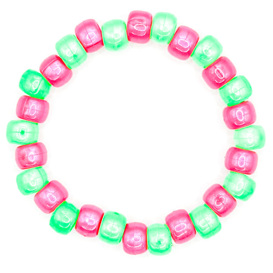 Green and Pink Beaded Bracelet