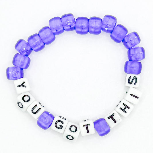 Purple "You Got This" Beaded Bracelet