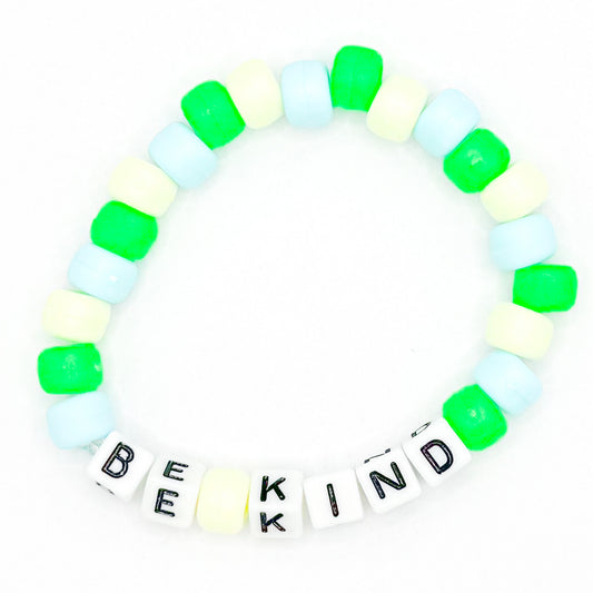 Green and Blue "Be Kind" Beaded Bracelet