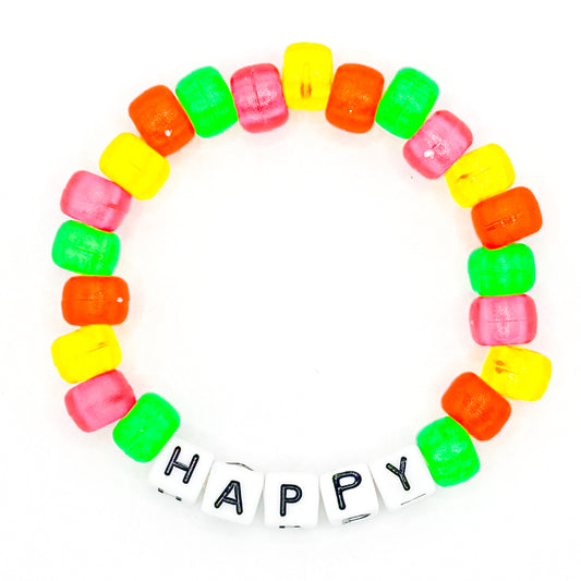 Rainbow "Happy" Beaded Bracelet