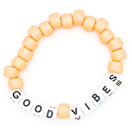 Peach "Good Vibes" Beaded Bracelet