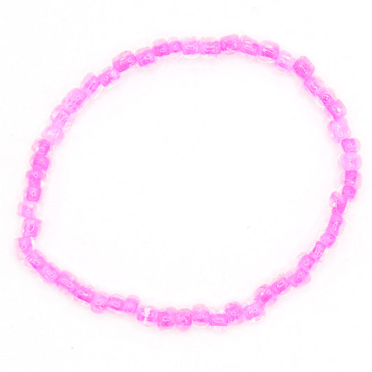 Clear Pink Seed Beaded Bracelet