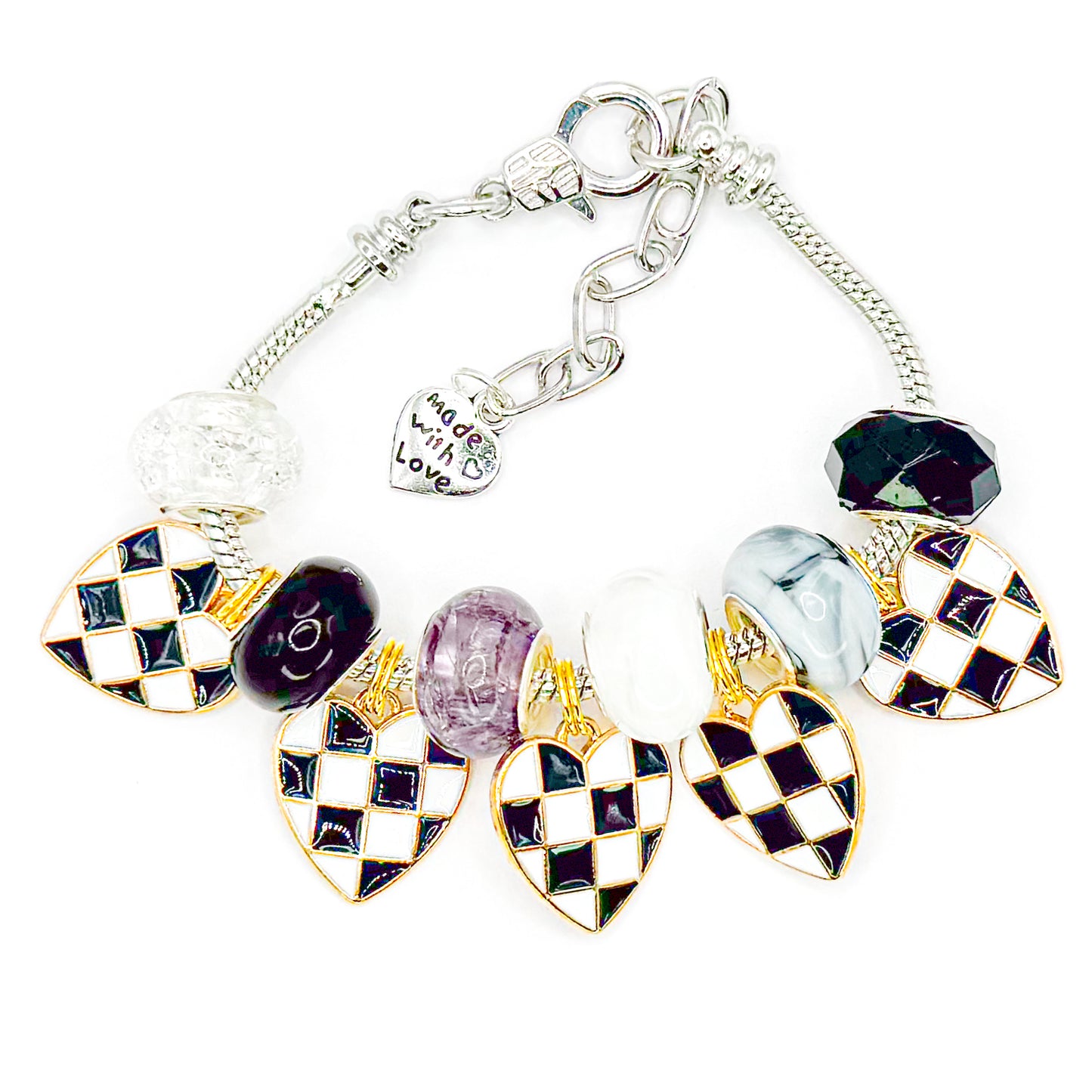 Checkered Hearts 2.0 European Charm Bracelet