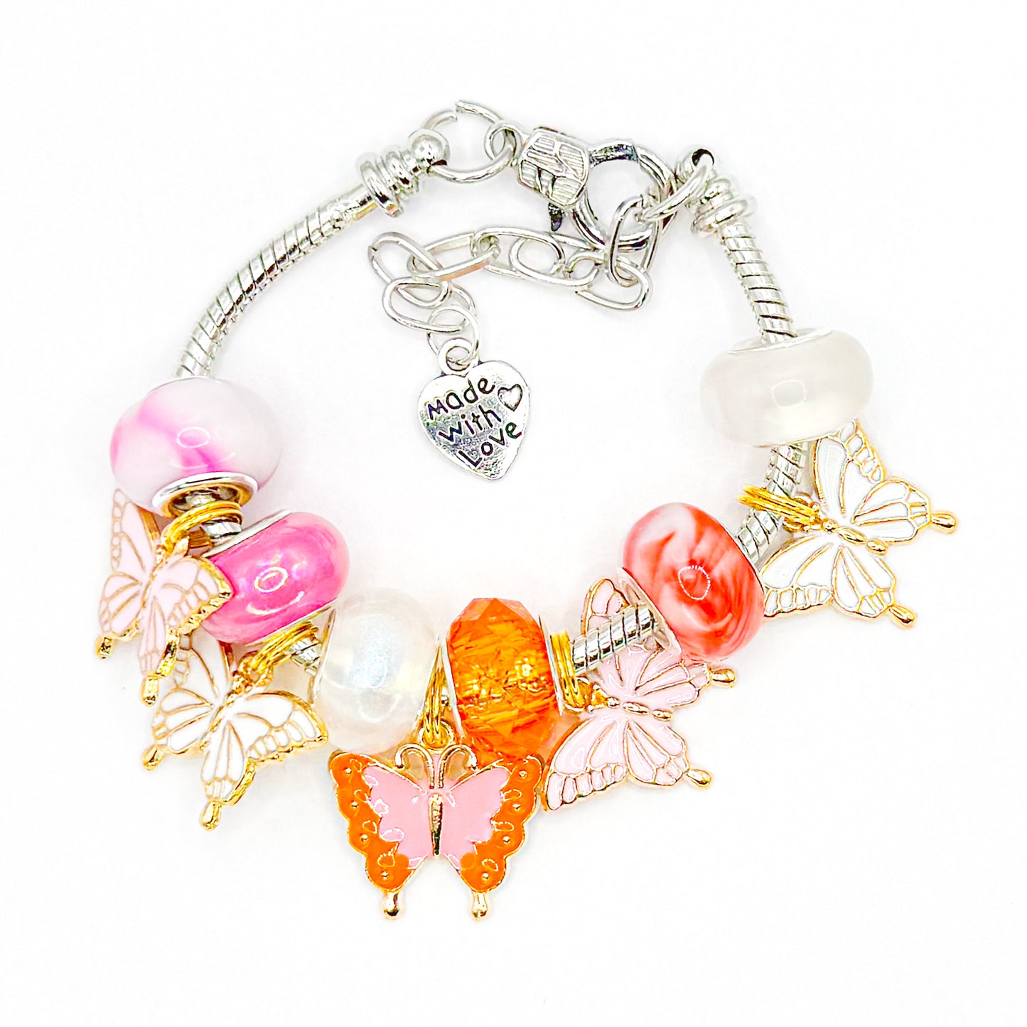 Summer Butterflies European Charm Bracelet