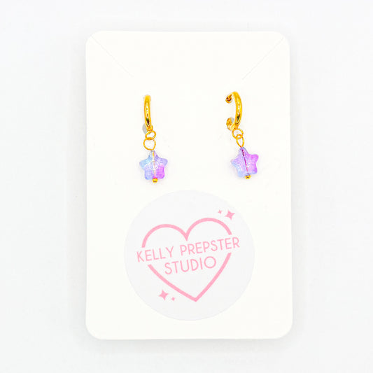 Cotton Candy Stars Huggie Earrings