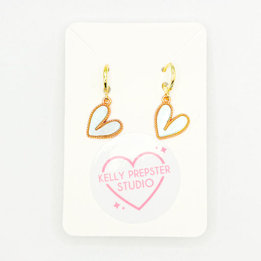 Light Blue Heart Huggie Earrings