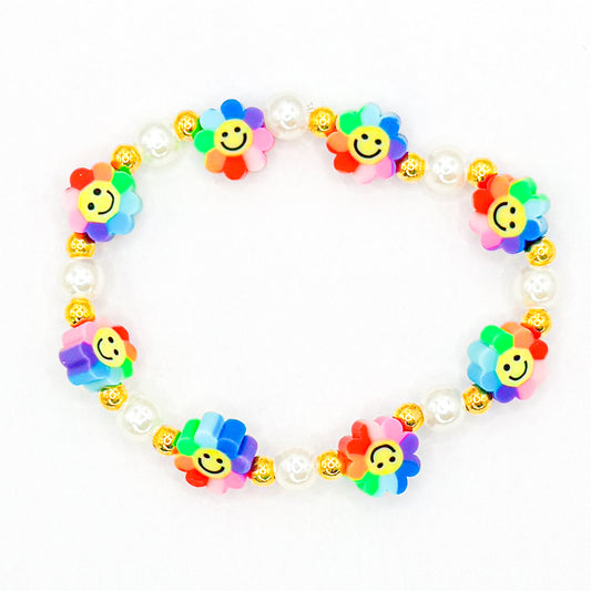 Rainbow Flowers Beaded Bracelet