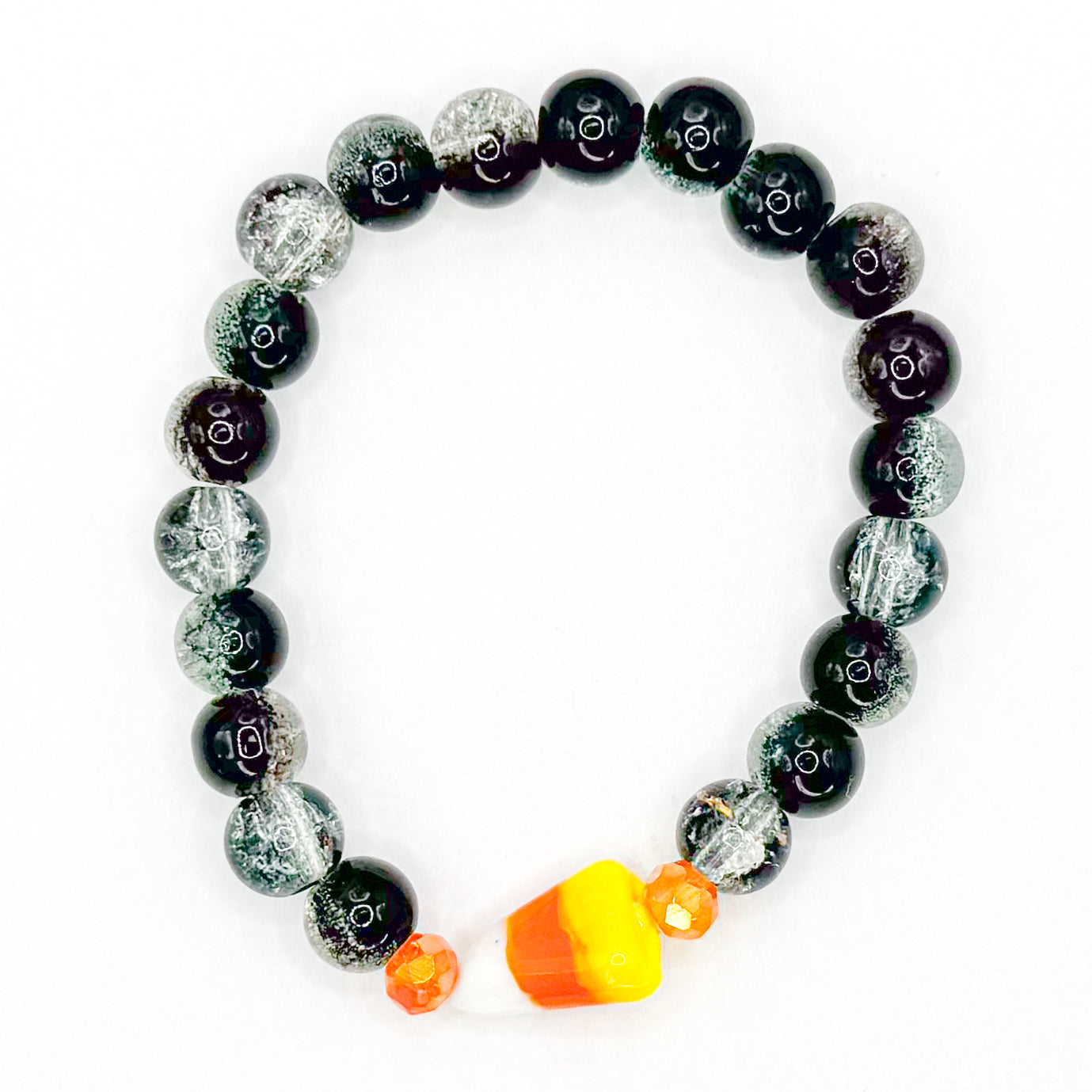 Spooky Candy Corn Glass Beaded Bracelet