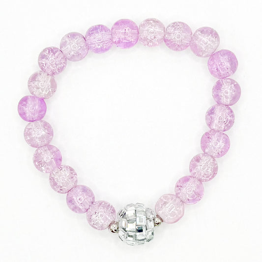 Purple Disco Glass Beaded Bracelet