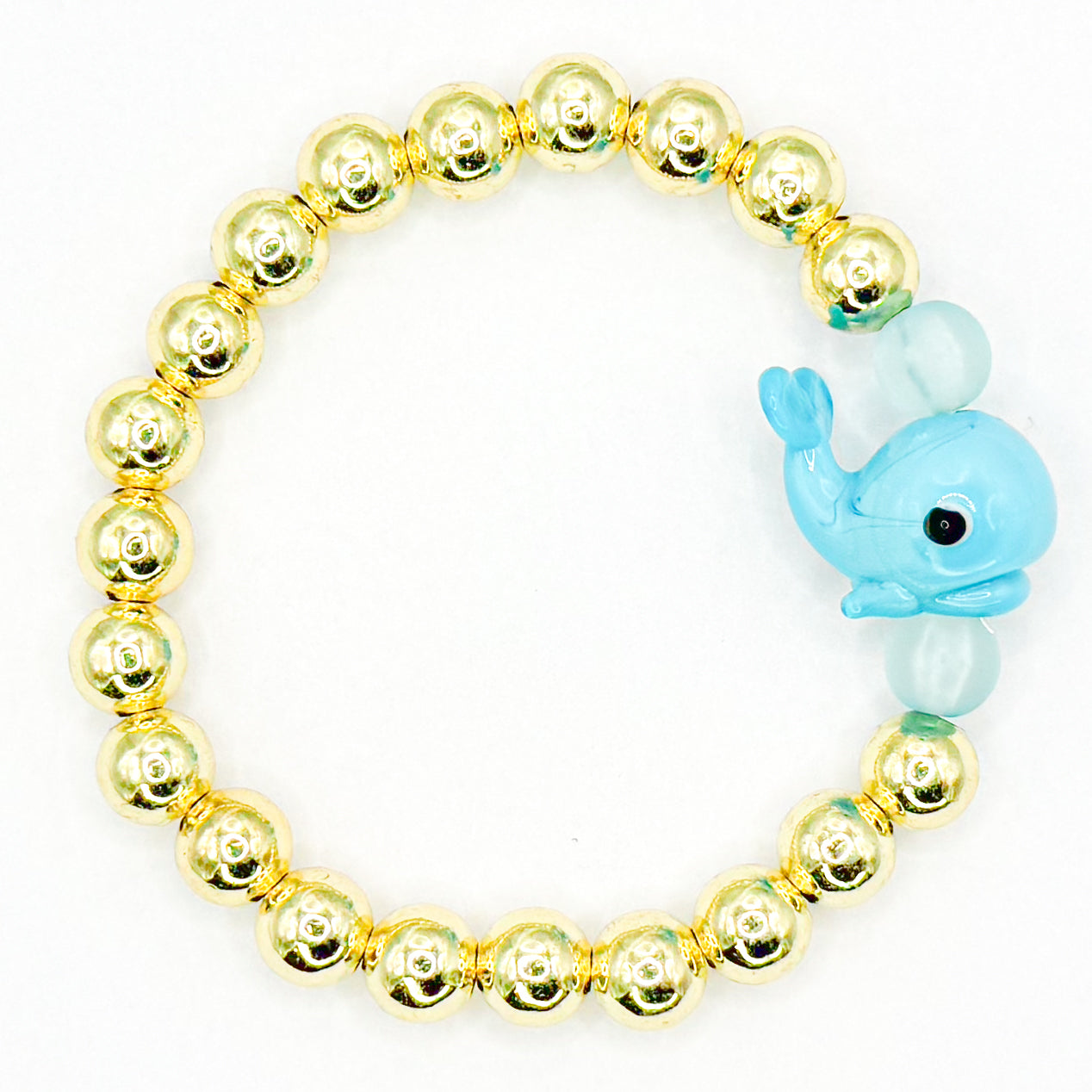 Gold Whale Glass Beaded Bracelet