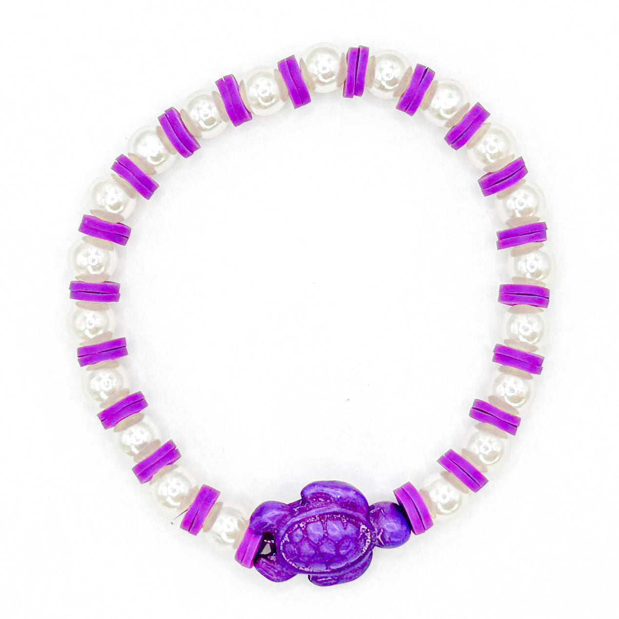 Purple Pearl Sea Turtle Beaded Bracelet